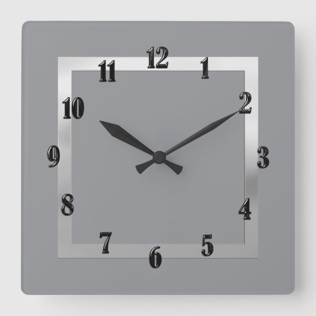 Jede Farbe mit Silbergrenze Quadratische Wanduhr (Vorderseite)