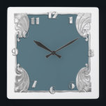 Jede Farbe mit weißem Art Deco Silver Design Quadratische Wanduhr<br><div class="desc">Jede Farbe mit weißem Art Deco Silver Design von Umua entworfen. Gedruckt und ausgeliefert von Zazzle oder seinen Partnern.</div>