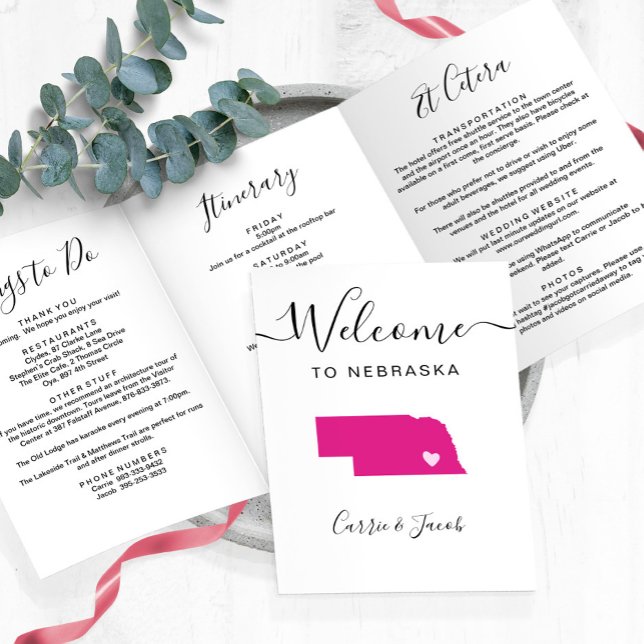 Jede Farbe Nebraska Karte Hochzeitstag Begrüßungsr (Nebraska Wedding Welcome Letter & Itinerary)