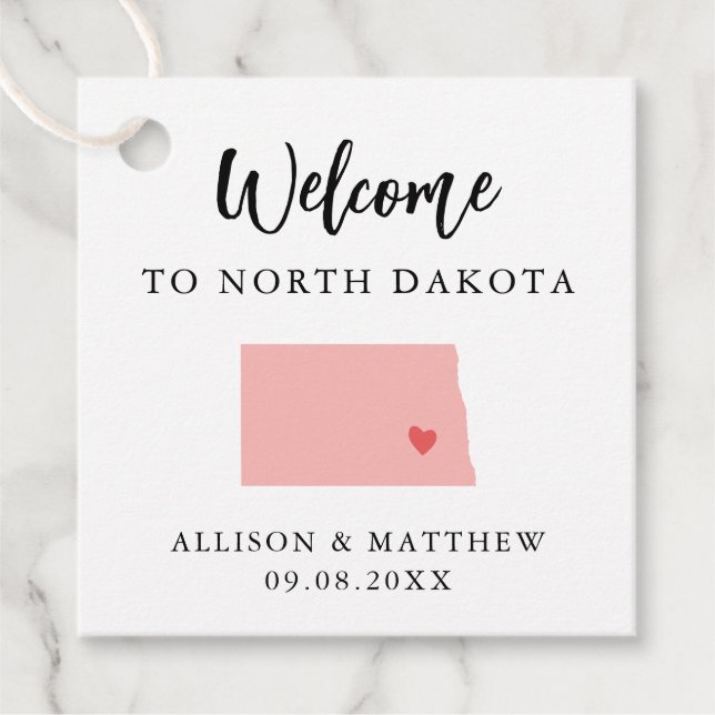 Jede Farbe Nord Dakota Hochzeitungs-Begrüßungstasc Geschenkanhänger (Vorderseite)