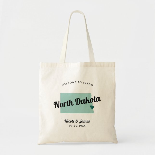 Jede Farbe North Dakota Karte Hochzeitungs-Begrüßu Tragetasche (Vorne)