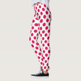 Jede Farbe Polka Punkte auf Weiß Leggings