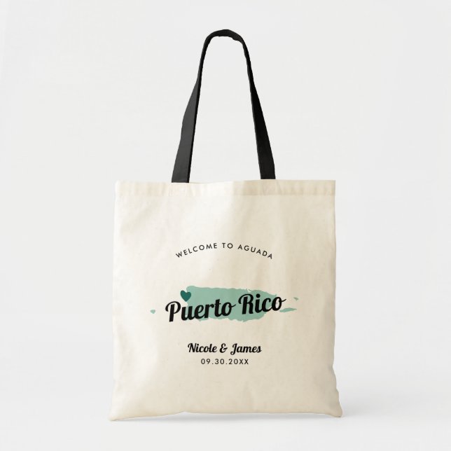 Jede Farbe Puerto Rico Karte Hochzeitungs-Begrüßun Tragetasche (Vorne)