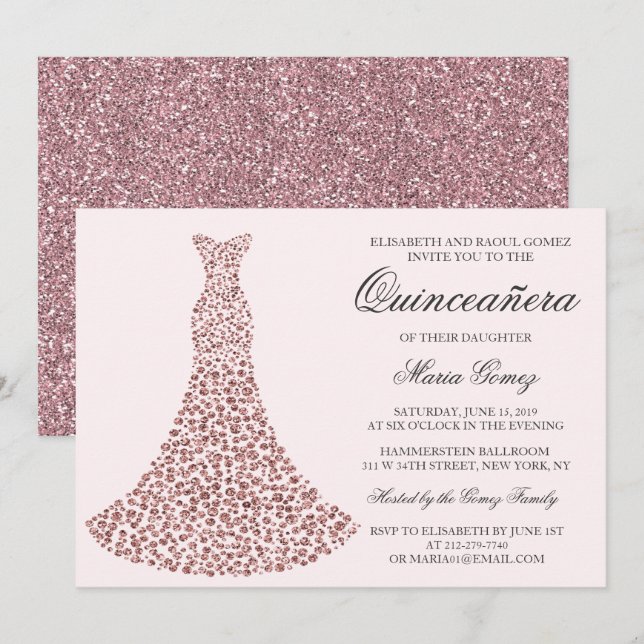 JEDE FARBE - Quinceanera Birthday Einladung (Vorne/Hinten)