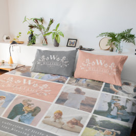 Jede Farbe | Rustikaler Familienname Monogram Kissenbezug