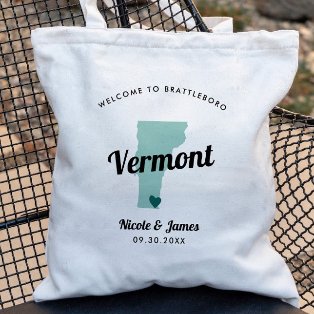 Jede Farbe Vermont Karte Hochzeitungs-Begrüßungsta Tragetasche (Von Creator hochgeladen)