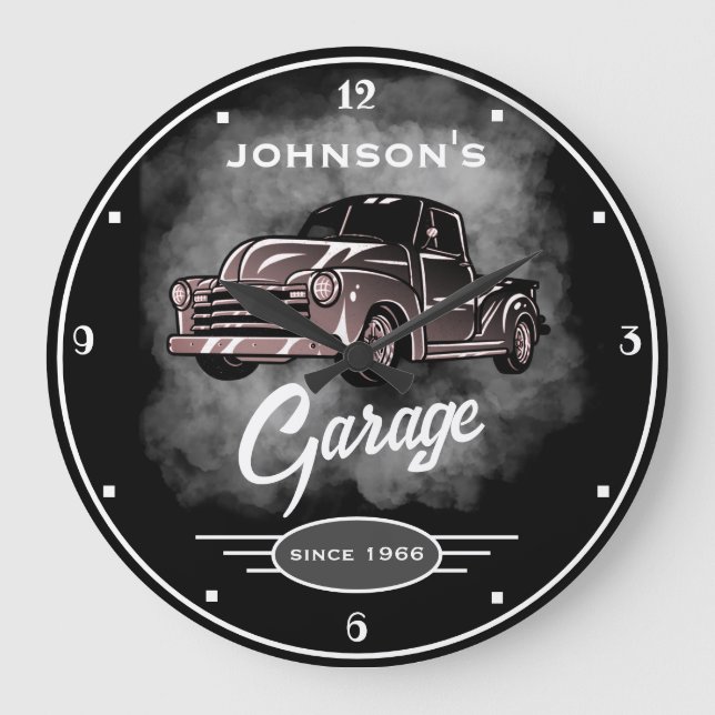 Jede Garage Vintager LKW seit Datum Große Wanduhr (Vorderseite)
