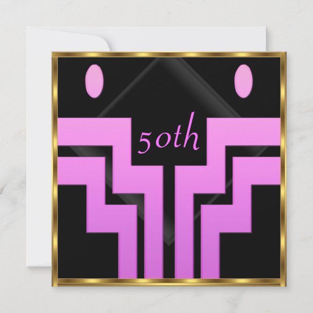 Jede Geburtstagsparty Pink Black Einladung (Vorderseite)