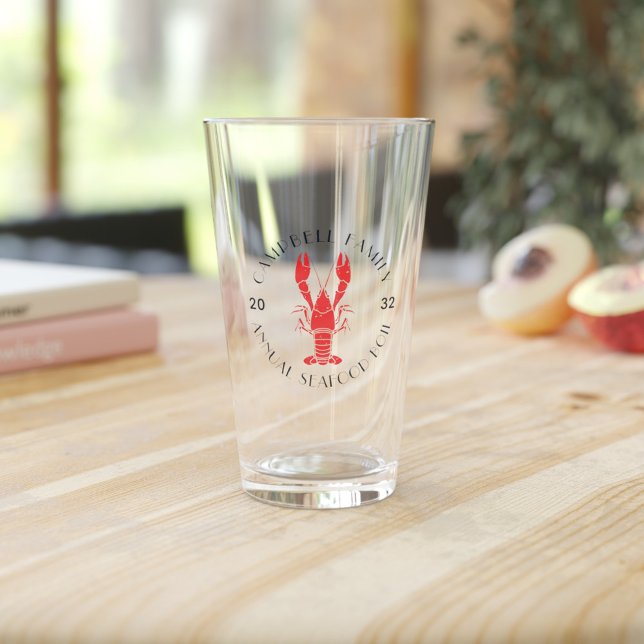 Jede gelegentliche Hummer-Box Glas (Family Annual Seafood Boil Drinking Glass with Lobster Motif)