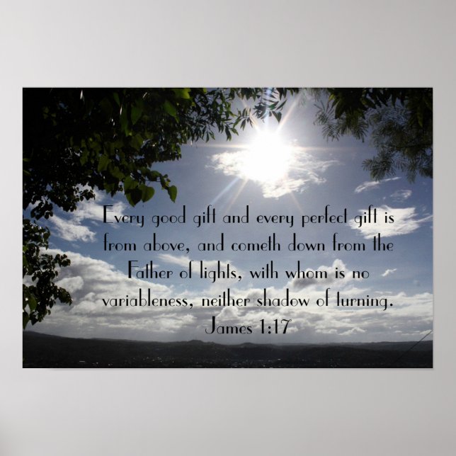 Jede gute Geschenkbibel Vers James 1:17 Poster (Vorne)