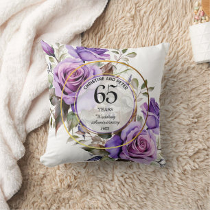 Jede Hochzeit Goldrahmen Violette Rosen Jubiläum Kissen