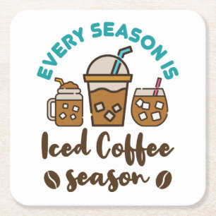 Jede Jahreszeit Ist Eiskaffee-Saison Rechteckiger Pappuntersetzer