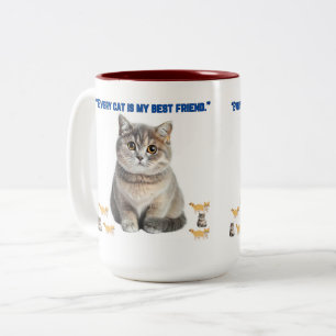 jede Katze ist meine beste Freundin Zweifarbige Tasse
