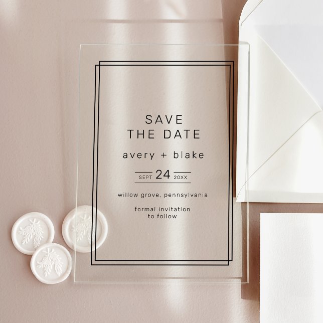 JEDE Minimalistische Hochzeit speichern das Datum Acryleinladungen (AVERY Minimalist Wedding Save the Date Acrylic Invitations)