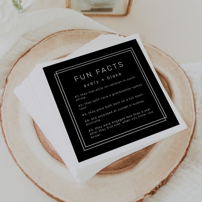 JEDE moderne Black Fun Fakte Hochzeit Serviette (AVERY Modern Black Fun Fact Wedding Napkins)