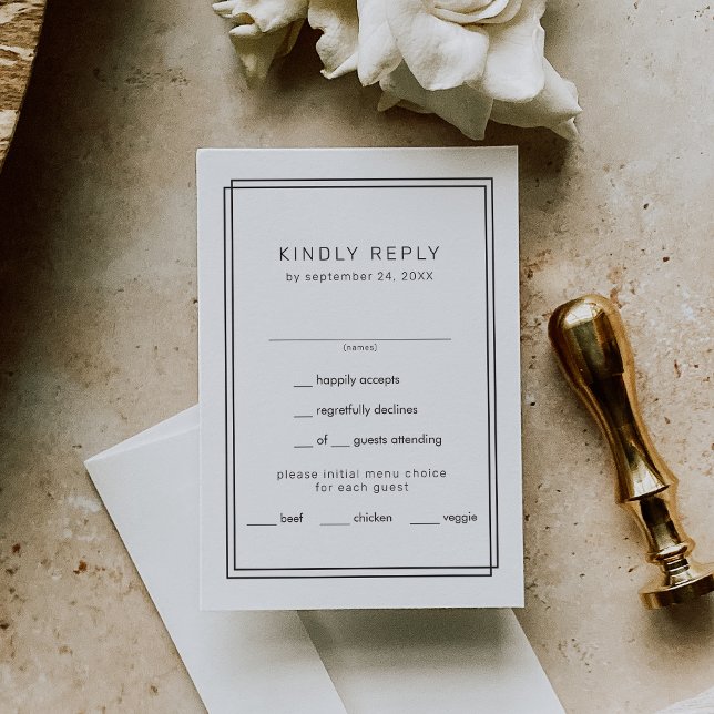 JEDE moderne Minimalistische Doppelrahmenverkleidu RSVP Karte (AVERY Modern Minimalist Double Frame Wedding RSVP Card)