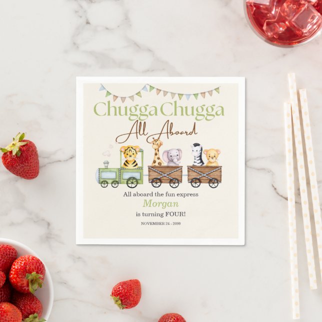 Jede Niedliche Chugga Aquarellbahn zum Geburtstag Serviette (Beispiel)