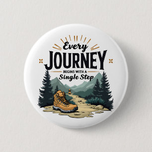 Jede Reise beginnt mit einer Single-Treppe wandern Button