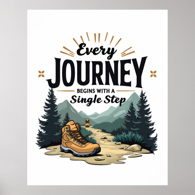 Jede Reise beginnt mit einer Single-Treppe wandern Poster (Vorne)