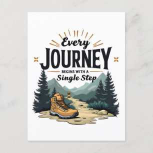 Jede Reise beginnt mit einer Single-Treppe wandern Postkarte