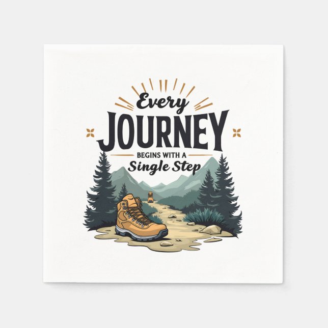 Jede Reise beginnt mit einer Single-Treppe wandern Serviette (Vorderseite)