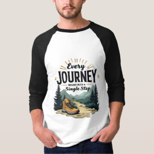 Jede Reise beginnt mit einer Single-Treppe wandern T-Shirt