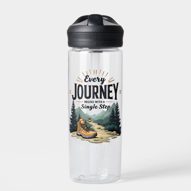 Jede Reise beginnt mit einer Single-Treppe wandern Trinkflasche (Vorderseite)