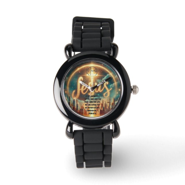 "Jede Sekunde mit Jesus" schauen sich Kinder an Armbanduhr (Vorderseite)