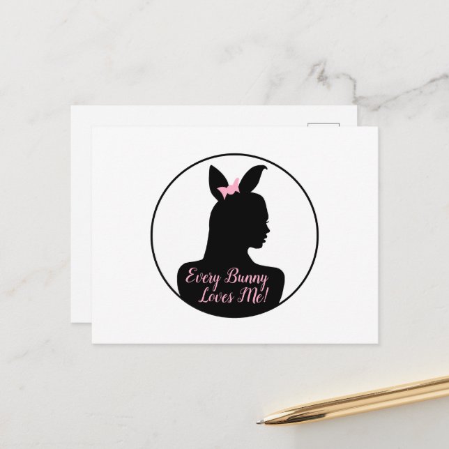 Jede sonnige Liebe! Bunny Girl Postkarte (Vorderseite/Rückseite Beispiel)