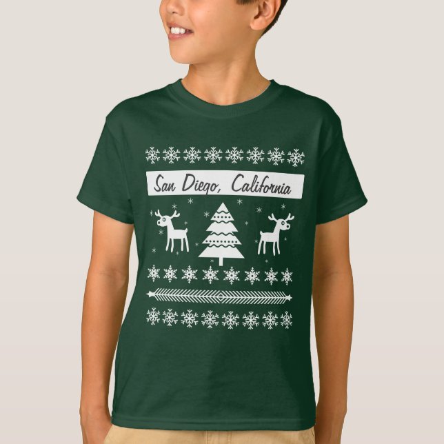 Jede Stadt Name Ugge Weihnachts-Sweater Rentier T-Shirt (Vorderseite)