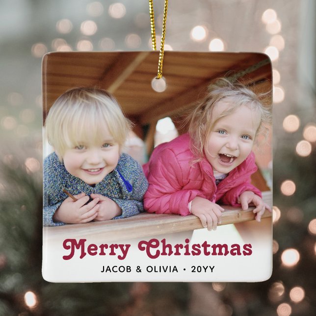 Jede Text 2 Foto Red Retro Typografie Einfach Keramikornament (Von Creator hochgeladen)