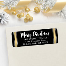 Jede Text Schwarz-Gold-Weihnachtszeit-Rücksendeadr
