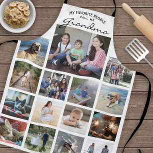 Jede Textfamilie Foto Collage Grid Oma White Schürze