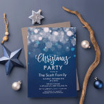 JEDE VERANSTALTUNG - Blauer Funkelschein Einladung<br><div class="desc">Blue Christmas Blue Lights Winter Wonderland Weihnachten Weihnachten 1. Geburtstag Erste Geburtstagsdusche Hochzeit Bokeh Lights Silver und Blue Bar Mitzvah Sweet 16 Prom</div>