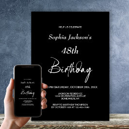 Jede zeitliche, moderne Black Birthday Party Einladung