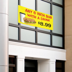 Jedem 6 Zoll großen Untergerät mit einem Getränk z Banner