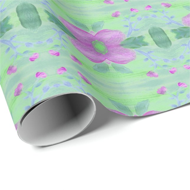 Jeden Anlaß Aquamarine Schleifpapier in Lila Blüte Geschenkpapier (Rolleneckpunkt)