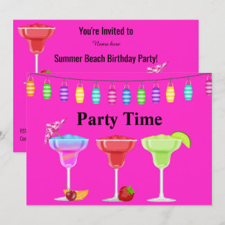 JEDEN ANLASS BEACH COCKTAIL PARTY FLURO PINK EINLADUNG