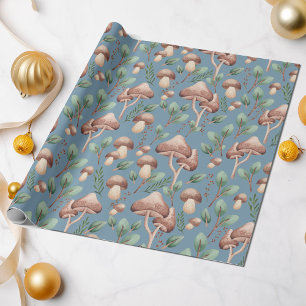Jeden Anlaß Dusty Blue Eucalyptus Forest Mushroom Geschenkpapier