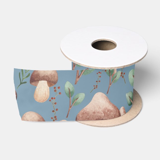 Jeden Anlaß Dusty Blue Eucalyptus Forest Mushroom Satinband (Spule)