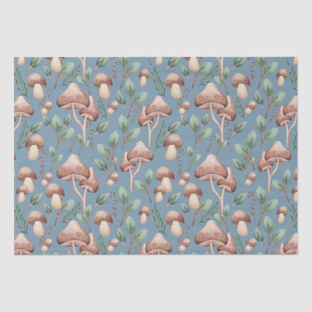 Jeden Anlaß Dusty Blue Eucalyptus Forest Mushroom Seidenpapier (Vorderseite)
