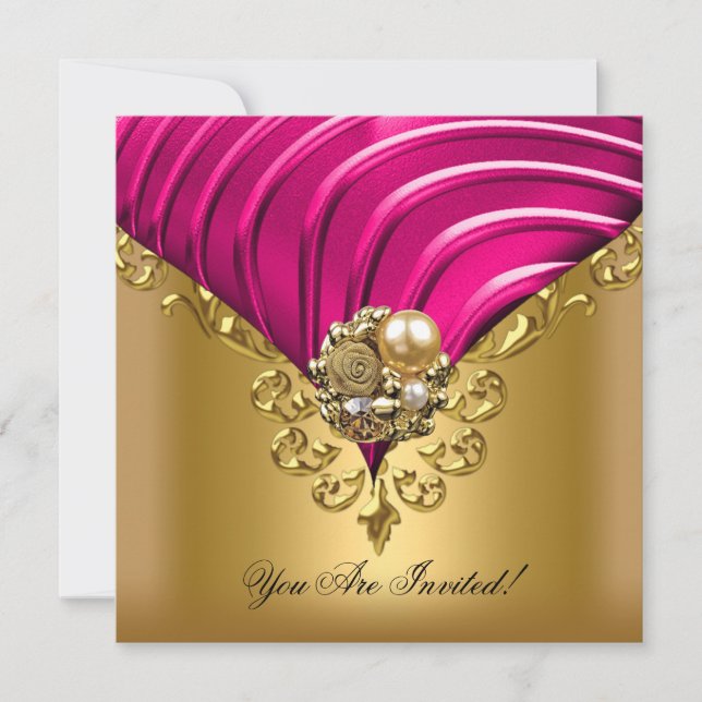Jeden Anlaß Elegantes Rosa Gold Einladung (Vorderseite)