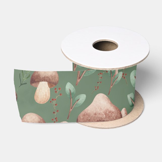Jeden Anlaß Eukalyptus Forest Mushrooms auf grüner Satinband (Spule)