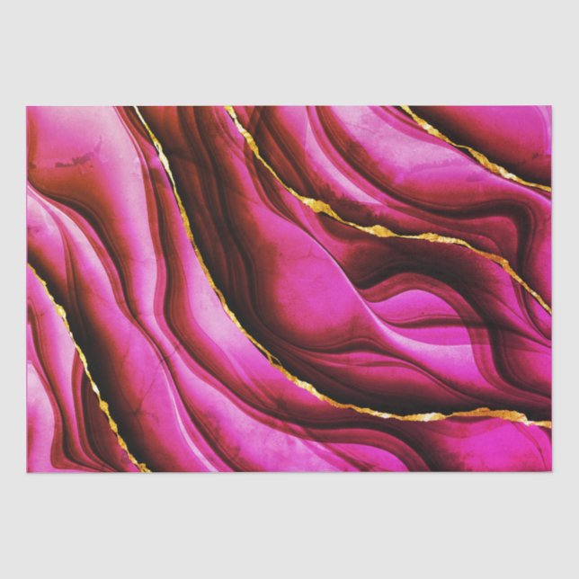 Jeden Anlaß Hot Pink Marble Gold Glitzer Seidenpapier (Vorderseite)