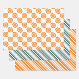 Jeden Anlaß Orange und Türkis Geschenkpapier Set