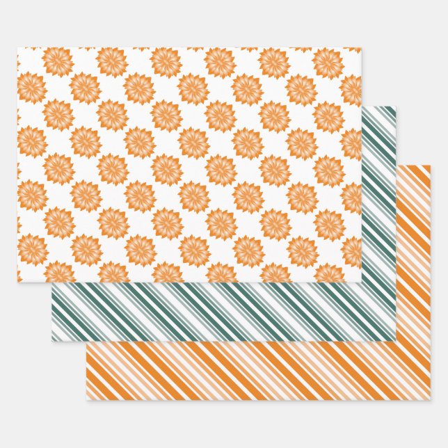 Jeden Anlaß Orange und Türkis Geschenkpapier Set (Set)