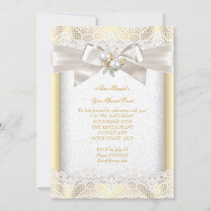 Jeden Anlaß Party Elegante Pearl Jewel Cream Lace Einladung