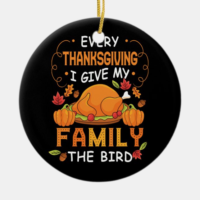 Jeden Erntedank gebe ich meiner Familie die Vogelg Keramik Ornament (Vorne)