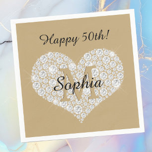 Jeden Geburtstag, Diamantenherz, Goldmonogramm, Na Serviette