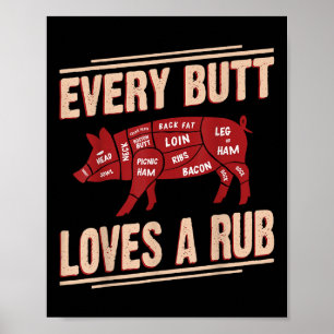 Jeden Hintern Lieben Rub Grilling Grillen Smoker G Poster